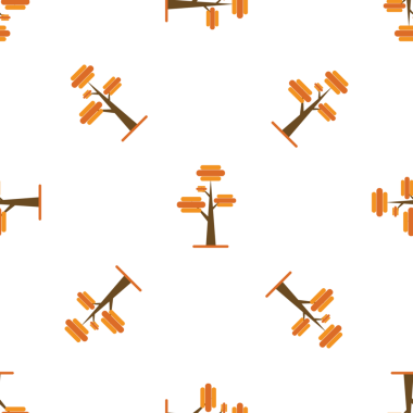 Basit geometrik formlarda biçimlendirilmiş sonbahar ağaçlarını gösteren kusursuz desen