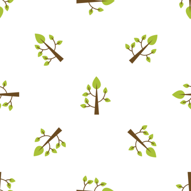 Yaprak ve beyaz arkaplan ile küçük ağaç dizaynı kusursuz desen