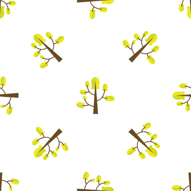 Beyaz arkaplanda biçimlendirilmiş bahar ağaçlarının kusursuz deseni