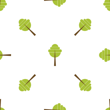 Beyaz arkaplan vektörü üzerinde biçimlendirilmiş ağaçların kusursuz deseni