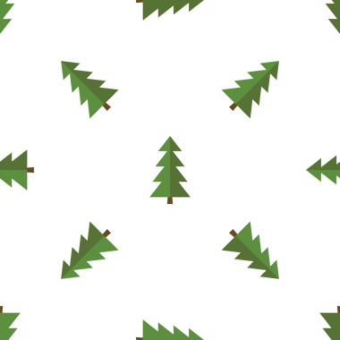 Beyaz arkaplanda yeşil noel ağaçları olan kusursuz vektör deseni