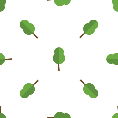 Beyaz arkaplan vektöründe minimalist ağaçlarla kusursuz desen