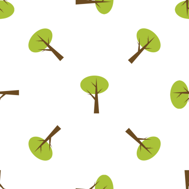 Beyaz Arkaplanda Şekillendirilmiş Yeşil Ağaçların Kusursuz Vektör Deseni