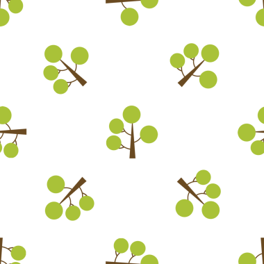 Çocuksu tasarımlar için soyut ağaçlarla kusursuz vektör deseni