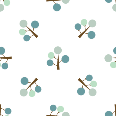 Pastel renklerde yuvarlak yaprakları olan pürüzsüz şirin ağaçlar.