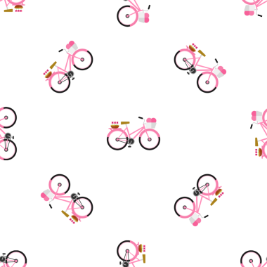 Pembe Bisikletlerin kusursuz desenleri Sepetler ve Yiyecek Dekorasyonları