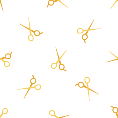 Kuaför dükkanı geçmişi için altın makaslı kusursuz desen