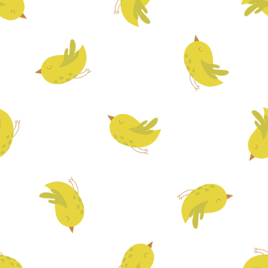 Beyaz Arkaplanda Sevimli Sarı Kuşlar Çizgi Filmi
