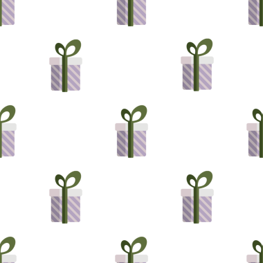 Beyaz arkaplanda izole edilmiş kurdeleli mevcut kutuların kusursuz deseni