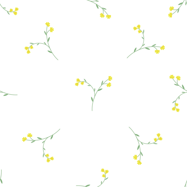 Küçük sarı çiçekli ve yeşil saplı kusursuz vektör deseni