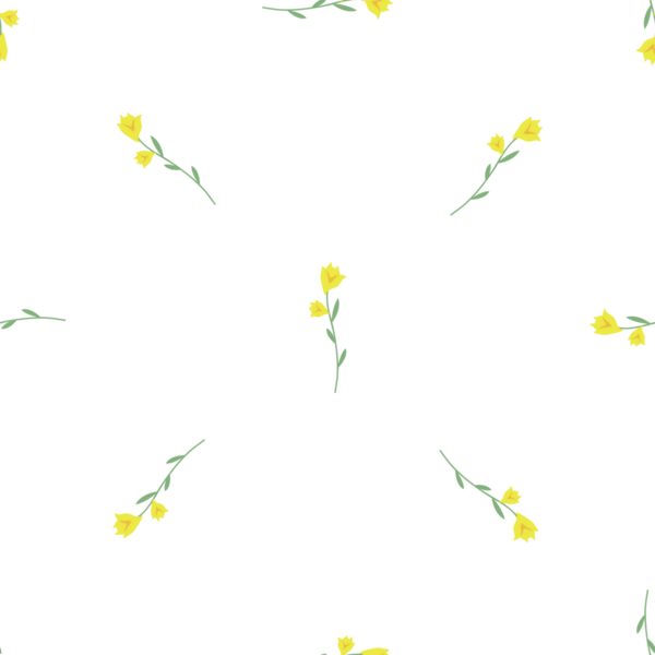 Beyaz arka planda sarı çan çiçeklerinin kusursuz deseni