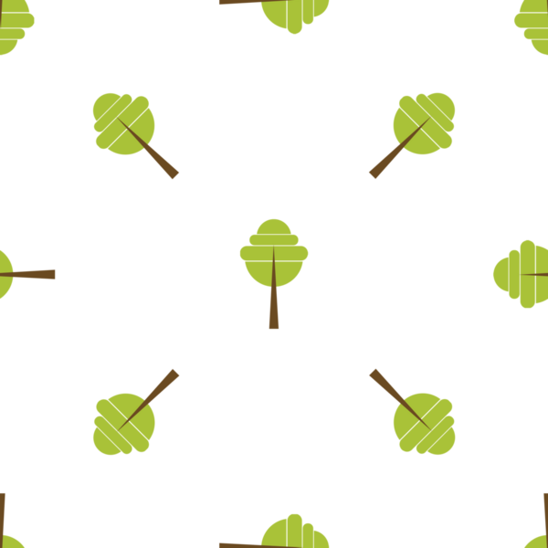 Beyaz arkaplan vektörü üzerinde biçimlendirilmiş ağaçların kusursuz deseni