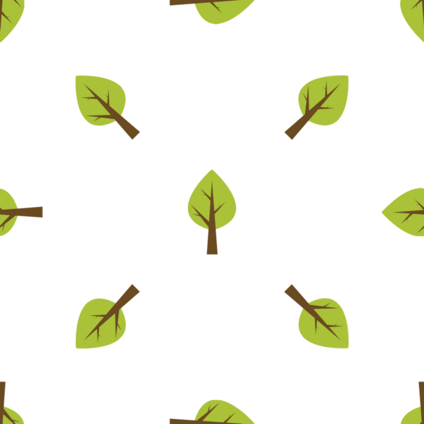 Biçimlendirilmiş yeşil ağaç ve yaprak tasarım elementi ile kusursuz desen