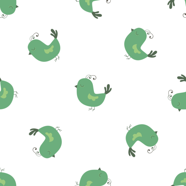 Şirin yeşil kuş vektör arkaplan illüstrasyonlu kusursuz desen