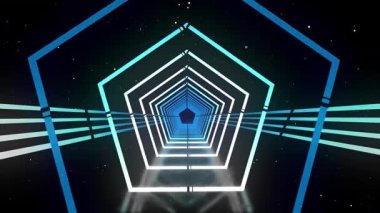 Üç boyutlu soyut arkaplan ve neon ışıkları. Neon tüneli. Uzay yapımı. 3d illüstrasyon