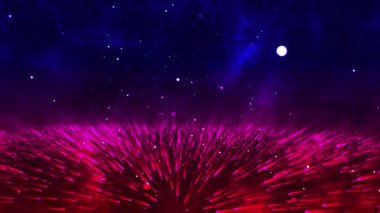 Gece gökyüzünde renkli havai fişek.