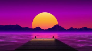 Gün batımında bir iskelenin silueti