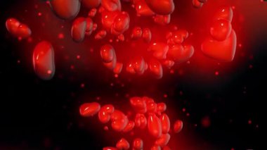Kalp şeklinde kan hücreleri. 3d illüstrasyon.