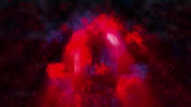 Ateşli kırmızı ve mavi renklerin dramatik patlaması, uzaydaki bir nebulayı andırıyor. Yoğun renkler ve dönen şekiller kozmik enerji ve gizem hissi yaratıyor..