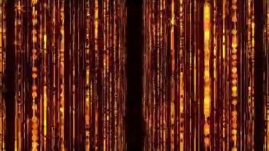 Turuncu ışık dizilerinin dikey olarak sıralandığı soyut bir görüntü. Sıcak ve canlı renkler, kutlamalar ve dijital dekorasyonlar için mükemmel enerjik ve şenlikli bir atmosfer yaratıyor..