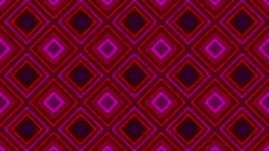 Kırmızı, pembe ve mavi daireleri kare şeklinde tekrarlayan soyut geometrik desen.