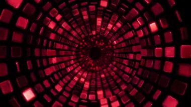 Soyut kırmızı kareler hipnotik bir tünele dönüşür..