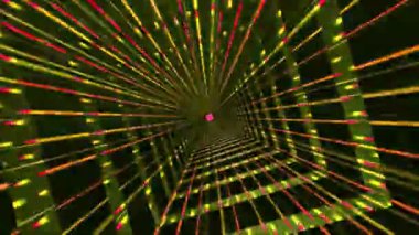 Soyut yeşil ve sarı çizgiler bir ızgara deseninde kaybolan bir noktaya yaklaşıyorlar ve 3 boyutlu bir perspektif yaratıyorlar..