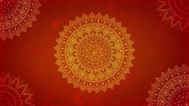 Kırmızı Arkaplanda Altın Mandala Deseni.
