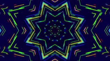 Soyut Neon Çizgileri ve Geometrik Şekiller Bir Kaleydoskop Şablonu Oluşturuyor.