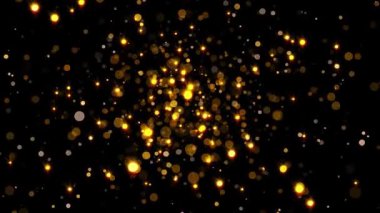 Dağınık altın bokeh ve siyah üzerine ışıldayan ışıklar ile soyut arka plan.