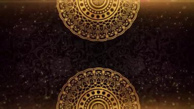 Siyah ve kahverengi arkaplanda soyut altın mandala.