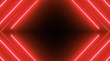 Kırmızı neon üçgen soyut arkaplan. 3d oluşturma