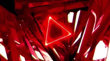 Soyut neon parlayan üçgen arkaplan. 3D çizim, tasvir, dijital neon ışıklar, gece görüşü.