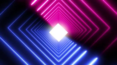 Üç boyutlu soyut arkaplan ve neon ışıkları. Neon tüneli. uzay tüneli.. 3 boyutlu illüstrasyon