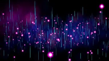 Soyut ışık, koyu arkaplanda mor ve mavi çizgiler çizer. bir hareket ve enerji hissi yaratmak.