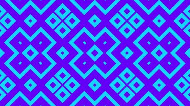 Birbirine bağlı mor ve siyan renkli elmas şekillerin geometrik desenleri. Simetrik dizayn iS hem modern hem de canlı, arka plan, tekstil veya dijital dizayn projeleri için idealdir..