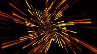 Turuncu ışık hız çizgileri, siyah arkaplan üzerindeki bir merkez noktadan yayılıyor.