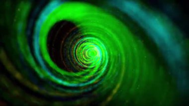 Siyah arka planda yeşil ve mavi spiral ışık tüneli