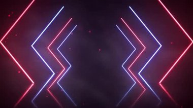 Fütürist tarzda parıldayan neon çizgileri olan 3 boyutlu parıldayan üçgen ışıklar..