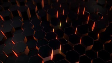 Altıgen şebeke arka planı. Parlayan neon renkli teknoloji. Soyut teknoloji geçmişi. 3D görüntüleme. resimleme.