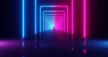 Soyut neon ışıkların 3 boyutlu çizimi. neon arkaplan.