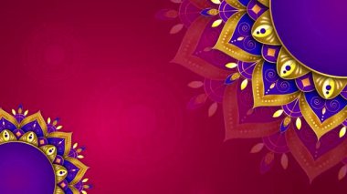 Karmaşık desenler ve çiçekli tasarımlar içeren canlı bir dekoratif arka plan, şenlik için ideal..