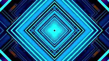 Canlı, soyut bir tasarım geometrik şekiller ve merkezi bir aydınlatma noktası, derinlik ve hareket hissi yaratıyor..