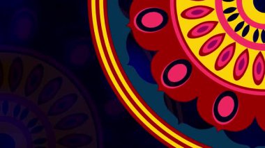 Karmaşık desenler ve kalın renkler içeren canlı bir mandala tasarımı, sanatsal veya dekoratif amaçlar için idealdir..