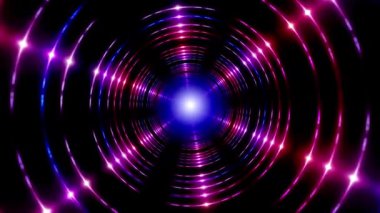Hareketli, hareketli bir ışık tüneli eşmerkezli daireler, derinlik ve hareket hissi yaratıyor..