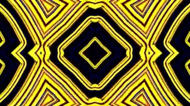 Sarı ve siyah geometrik şekiller içeren canlı, soyut bir desen, hipnotik bir görsel etki yaratıyor..