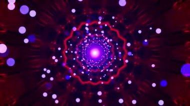 Canlı, hareketli bir ışık ve renk tüneli, derinlik ve hareket hissi uyandıran büyüleyici bir görsel etki yaratıyor..