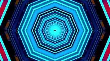 Canlı mavi tonlarda eşmerkezli altıgenler içeren büyüleyici geometrik desen hipnotik bir görsel etki yaratıyor..