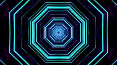 Canlı mavi ve mor renklerde eş merkezli sekizgen içeren büyüleyici bir geometrik desen hipnotik bir görsel etki yaratıyor..