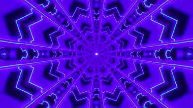 Canlı mor çizgiler ve geometrik desenler içeren büyüleyici bir soyut tasarım derinlik ve hareket hissi yaratıyor..